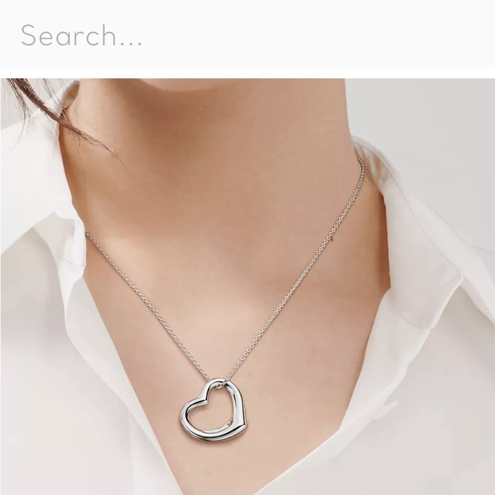 Tiffany & Co Elsa Peretti Sterling Silver Open Heart Pendant Necklace. - Picture 3 of 5